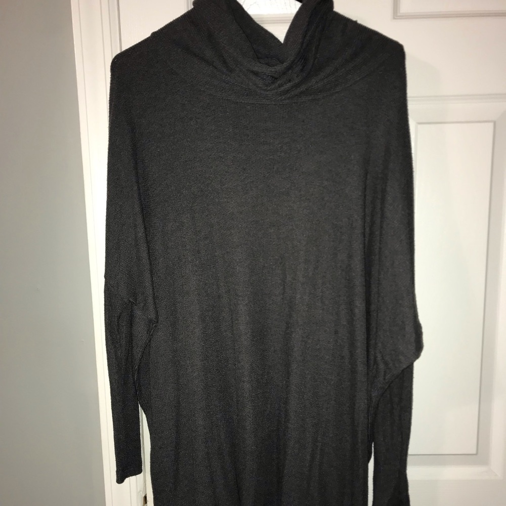Dark Gray Turtle Neck Light Material Sweater Dress - image 2